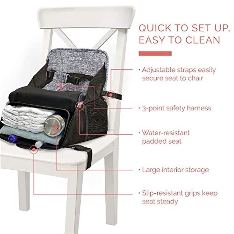 Kolcraft - Travel Duo 2-in-1 Portable Booster Seat and Diaper Bag, Space Grey Image 5