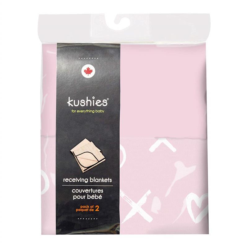 Kushies Baby Receiving Blanket 2-Pack, Flannel Pink Image 3