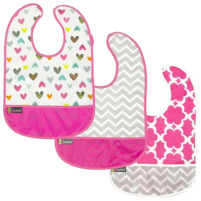 Kushies Girls' 3-Pack Waterproof Cleanbib, 6-12M Image 1