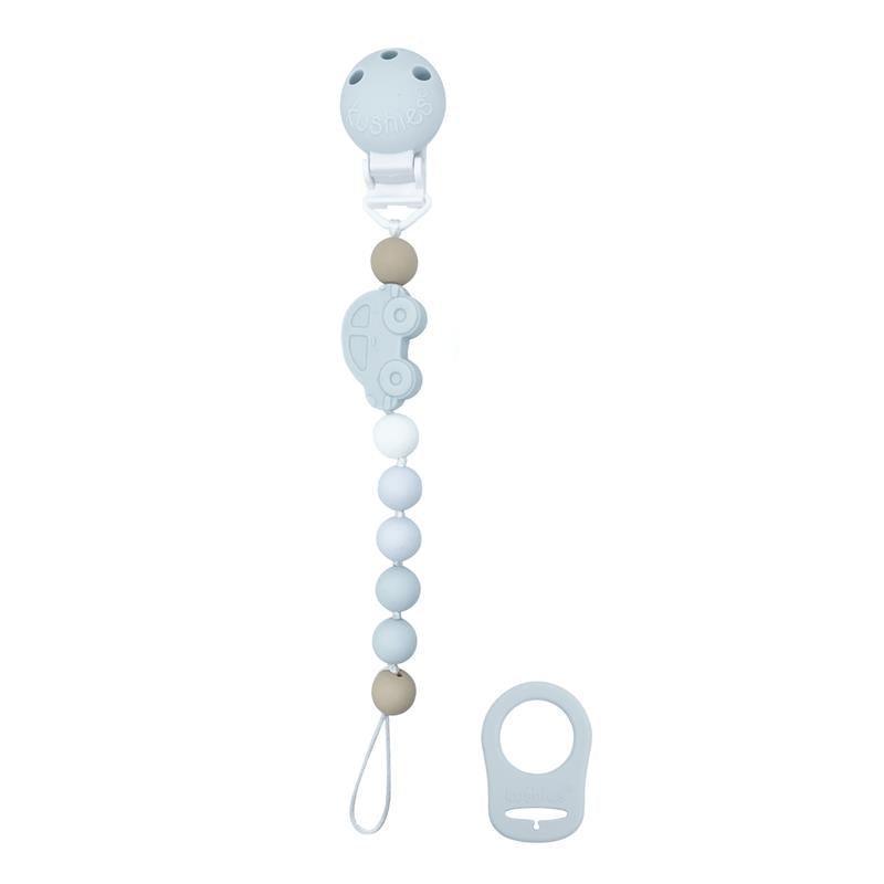 Kushies Silibeads Silicone Pacifier Clip - New Blue Car Image 1
