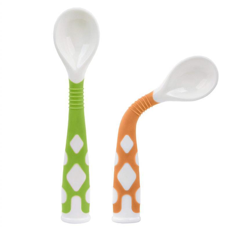 Kushies Silibend Bendable Spoon 2-Pack (Lime/Orange) Image 1