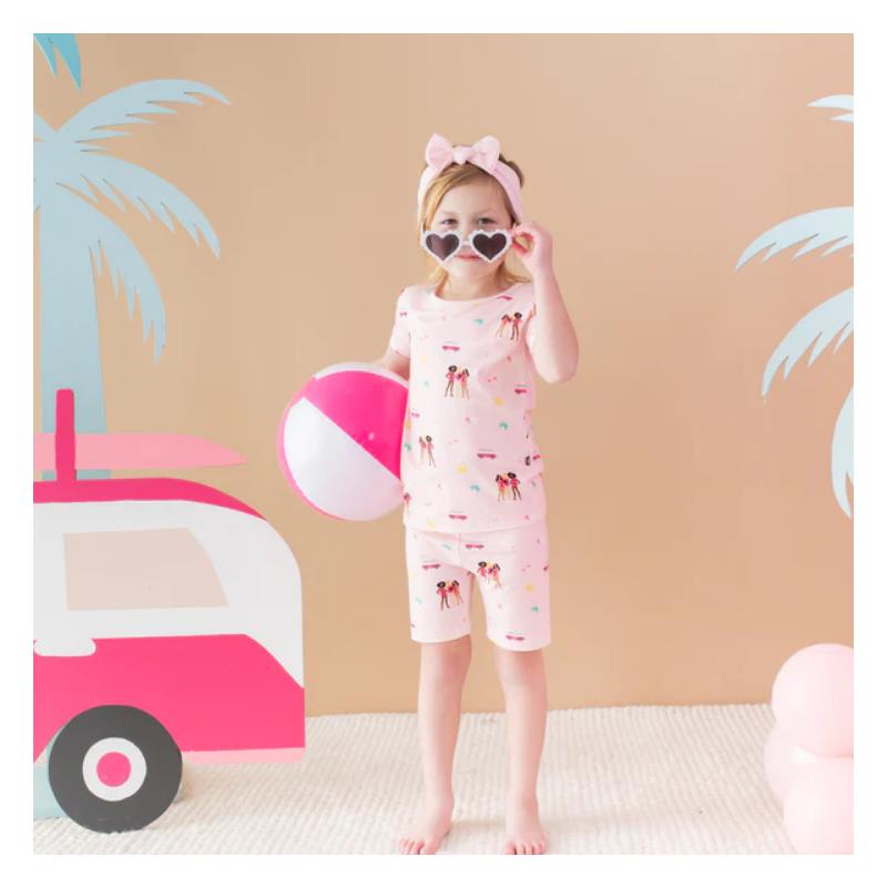 Kyte Baby - Baby Girl Short Sleeve Pajamas In Barbie™ Beach Image 3