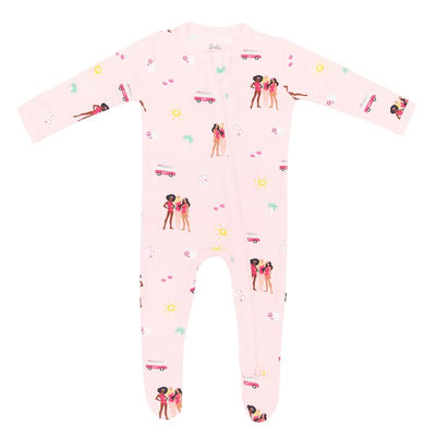 Kyte Baby - Baby Girl Zippered Footie In Barbie™ Beach Image 1