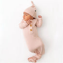 Kyte Baby - Ribbed Knotted Gown With Hat Set In Blush Image 1