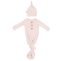 Kyte Baby - Ribbed Knotted Gown With Hat Set In Blush Image 2