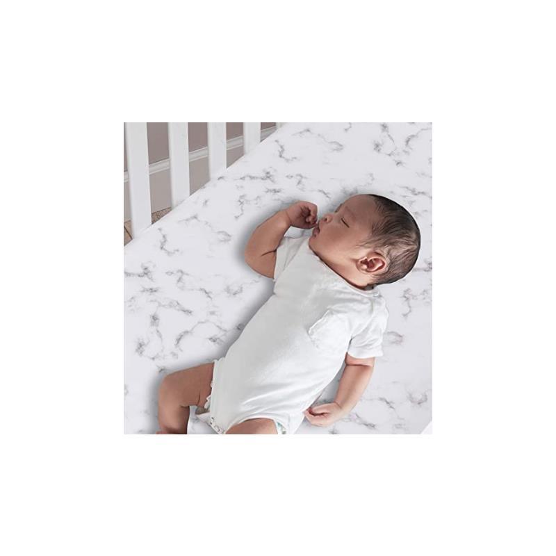 Lambs & Ivy Gray Marble Baby Crib Fitted Sheet Image 2