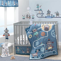 Lambs & Ivy Robbie Robot 3-Piece Baby Crib Bedding Set Image 1