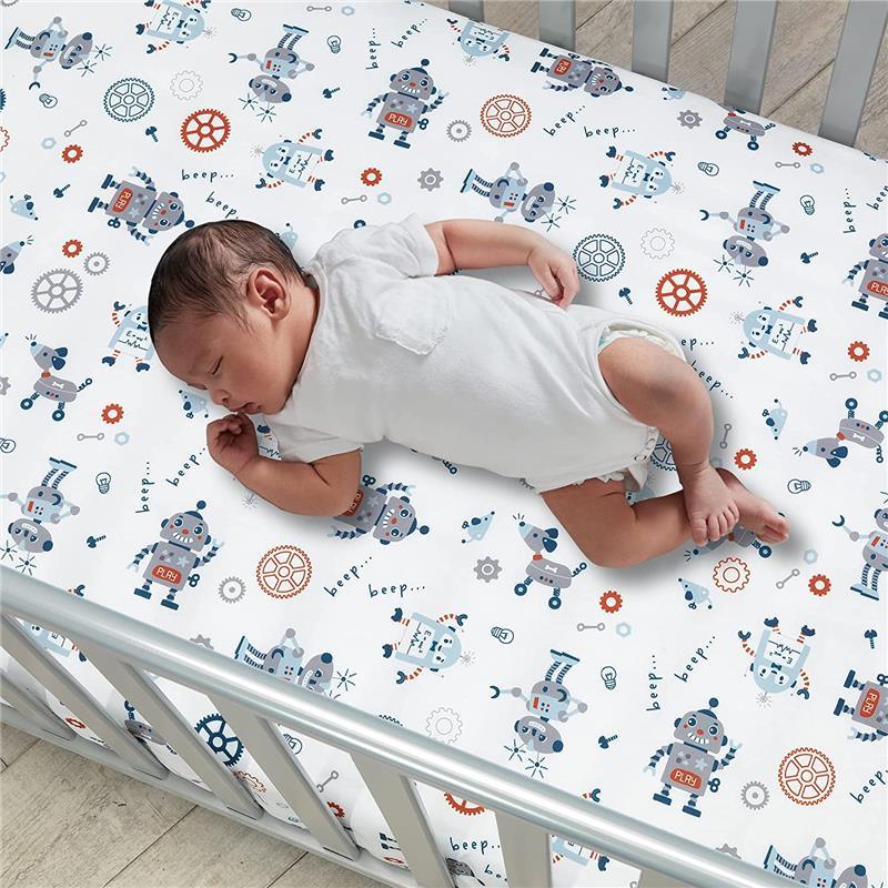 Lambs & Ivy Robbie Robot 3-Piece Baby Crib Bedding Set Image 2