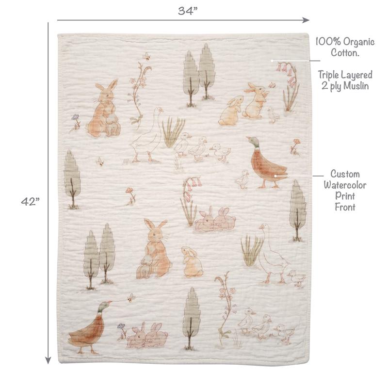 Lambs & Ivy 3Pk Bunny Hop Organic Cotton Bedding Set Image 3