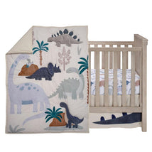 Lambs & Ivy - 3Pk Dino-Might Blue/Gray Dinosaur Nursery Baby Crib Bedding Set Image 2
