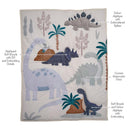 Lambs & Ivy - 3Pk Dino-Might Blue/Gray Dinosaur Nursery Baby Crib Bedding Set Image 3