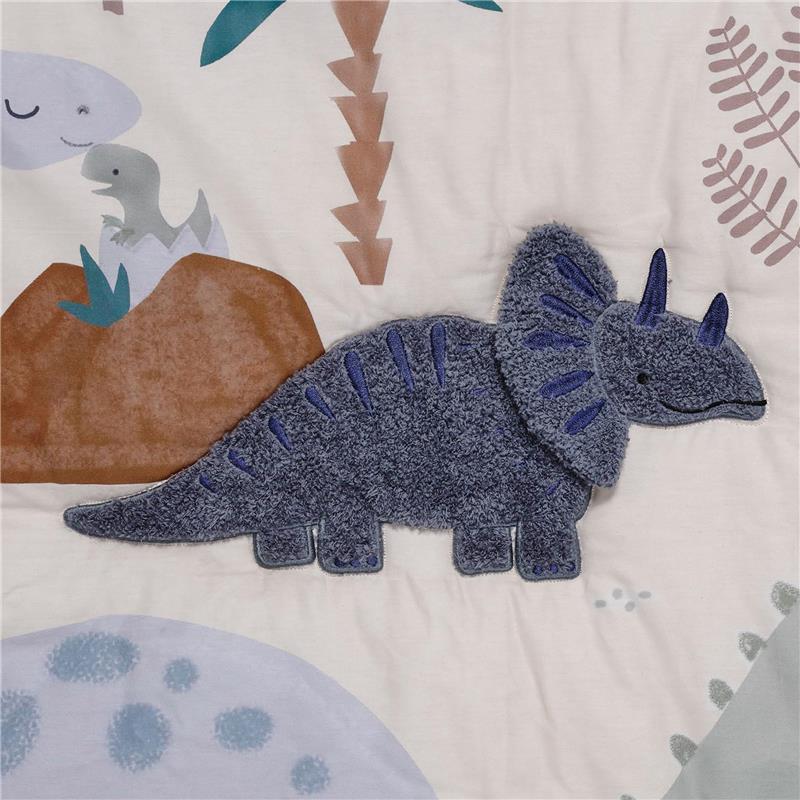 Lambs & Ivy - 3Pk Dino-Might Blue/Gray Dinosaur Nursery Baby Crib Bedding Set Image 4