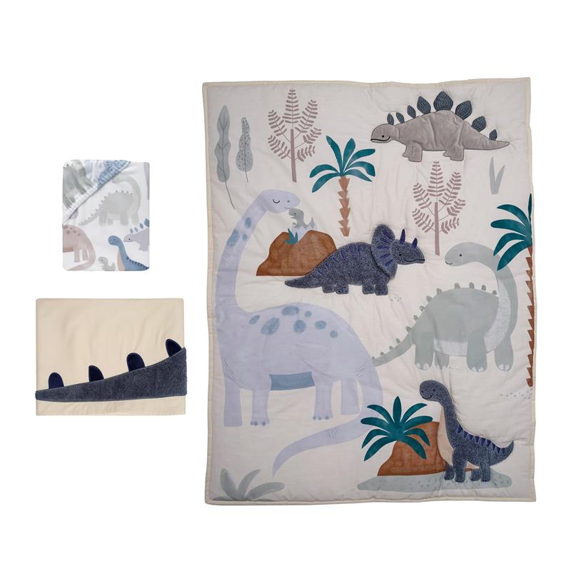 Lambs & Ivy - 3Pk Dino-Might Blue/Gray Dinosaur Nursery Baby Crib Bedding Set Image 9