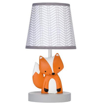 Lambs & Ivy - Acorn Gray/White/Orange Fox Nursery Lamp with Shade & Bulb Image 1