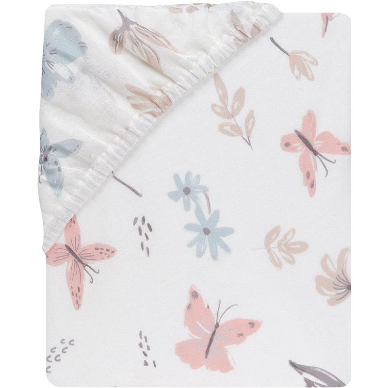 Lambs Ivy Baby Blooms Watercolor Floral/Butterfly Cotton Fitted Cr