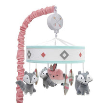 Lambs & Ivy - Little Spirit Coral/Mint Southwest Fox & Owl Musical Baby Crib Mobile Image 1