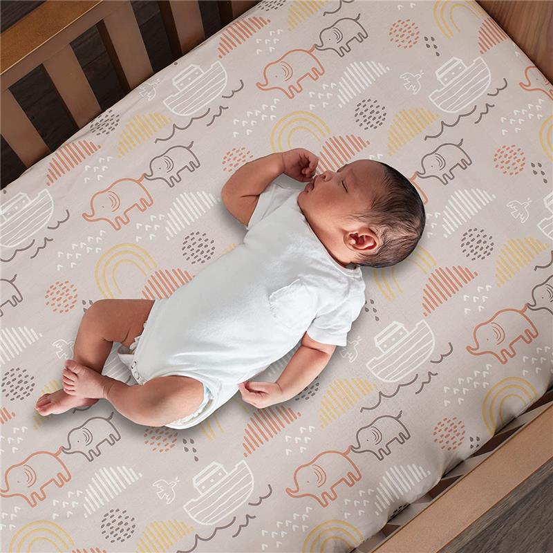 Lambs & Ivy Baby Noah Taupe Fitted Crib Sheet Image 2