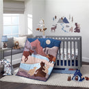 Lambs & Ivy Big Sky Blue/Brown Woodland Animals 4-Piece Baby Crib Bedding Set Image 1