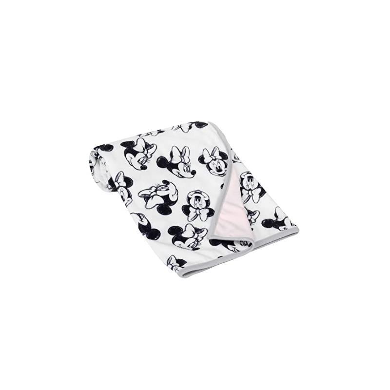 Lambs & Ivy Black & White Minnie Mouse Baby Blanket Image 1
