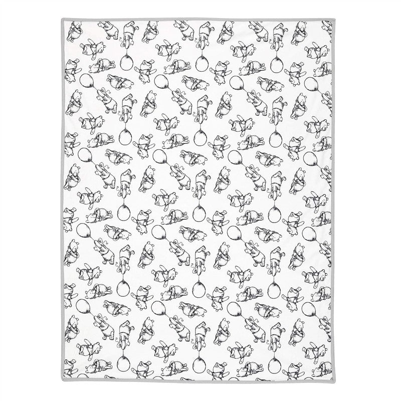Lambs & Ivy Black & White Winnie The Pooh Baby Blanket Image 3