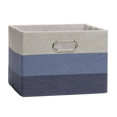 Blue ombre foldable storage container featuring gradient shades of blue and gray with a side handle.