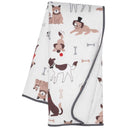 Lambs & Ivy - Bow Wow Dog/Puppy White Minky/Sherpa Fleece Soft Baby Blanket Image 1