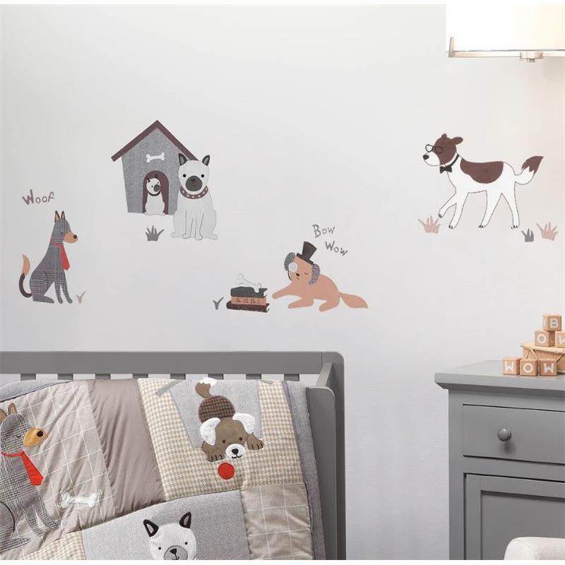 Lambs & Ivy - Bow Wow Gray/Beige Dog/Puppy with Doghouse Wall Decals/Stickers Image 3
