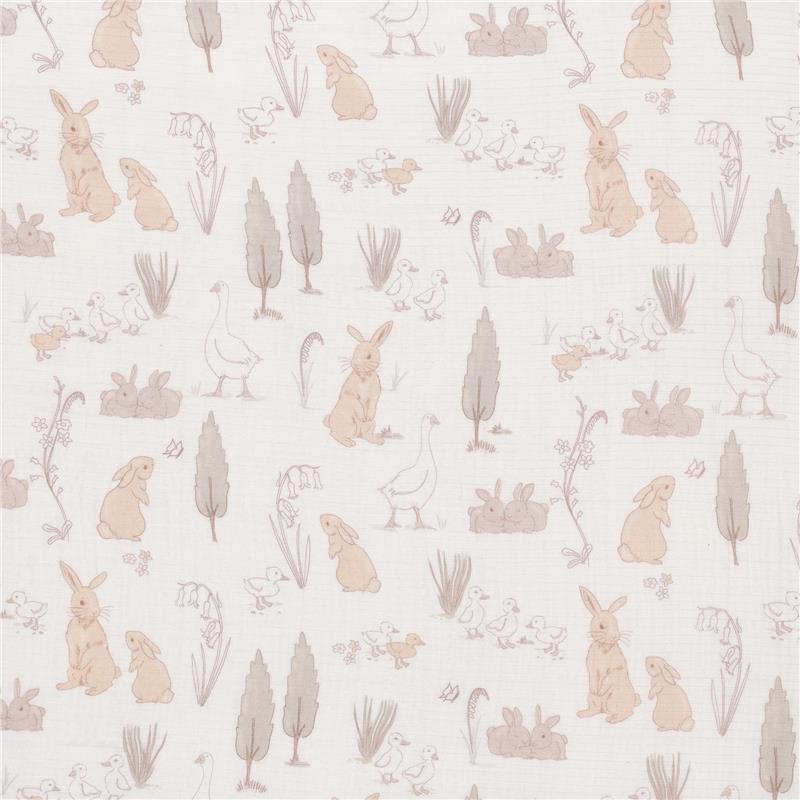 Lambs & Ivy Bunny Hop Organic Cotton Sheet, Muslin Image 3