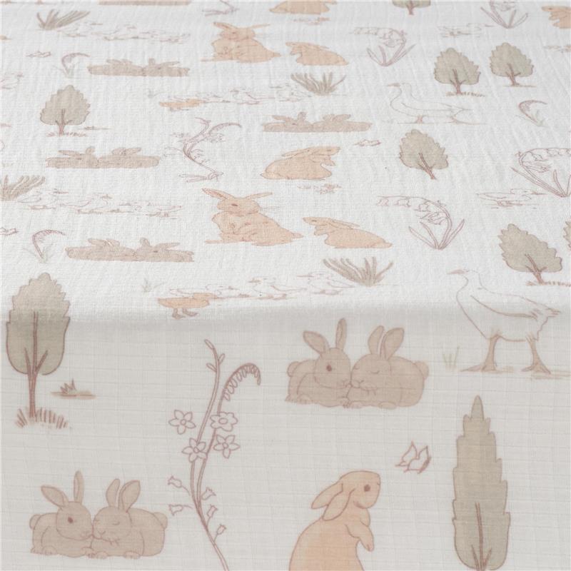 Lambs & Ivy Bunny Hop Organic Cotton Sheet, Muslin Image 4