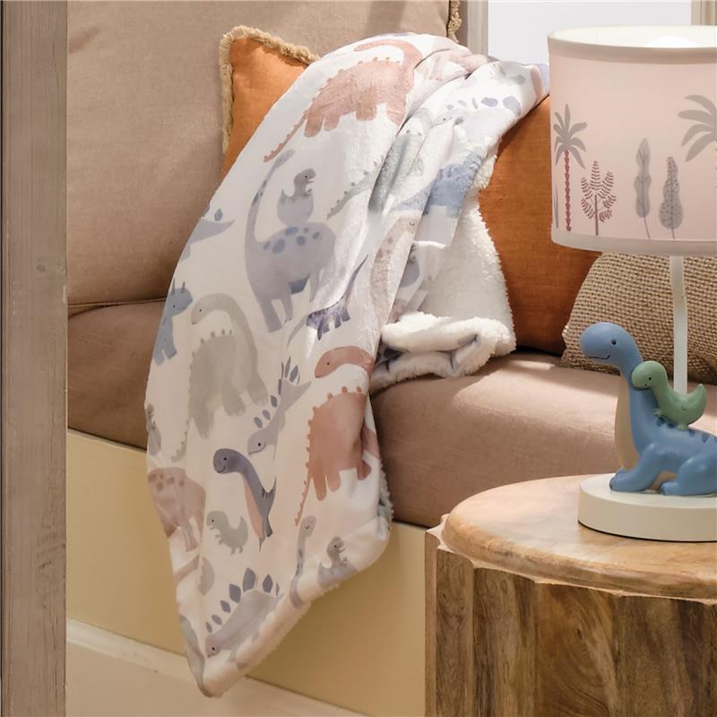 Lambs & Ivy - Dino-Might Ultra-Soft Fleece Watercolor Dinosaur Baby Blanket Image 5