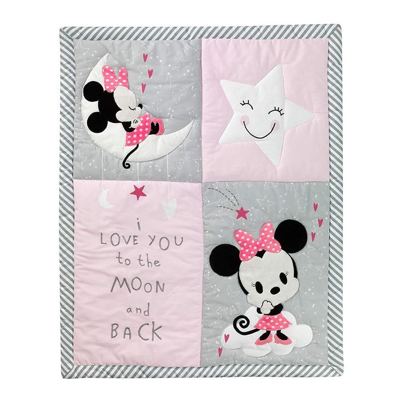 Lambs & Ivy Disney Minnie Mouse 4-Piece Crib Bedding Set, Gray/Pink Image 4