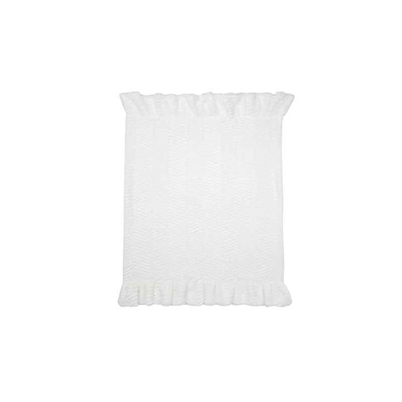 Lambs & Ivy Lux Minky Ruffled Baby Blanket, White Image 2