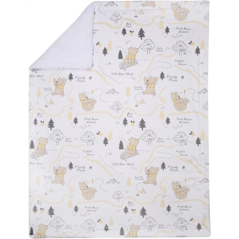 Lambs & Ivy Minky Sherpa Baby Blanket, Winnie and the Pooh Image 2
