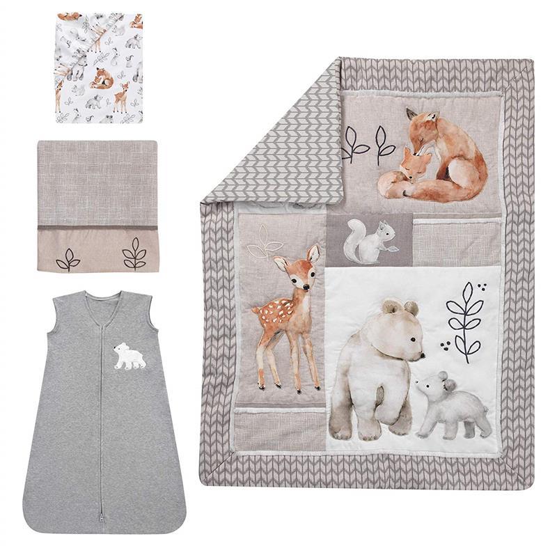 Lambs & Ivy - Painted Forest 4-Piece Crib Bedding Set, Gray Image 17