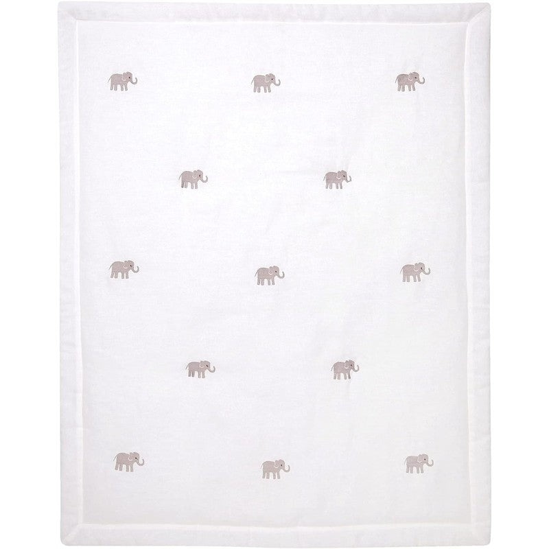 Lambs & Ivy Signature Elephant Linen Embroidered Baby Crib Quilt Image 2