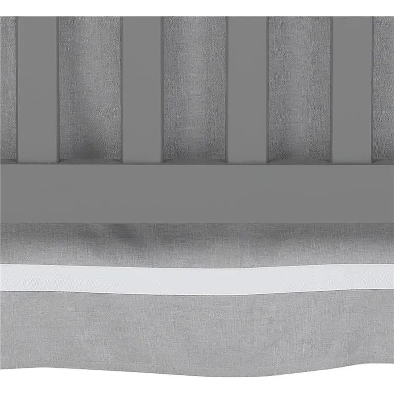 Lambs & Ivy - Signature Gray Linen with White Trim 4-Sided Crib Skirt Image 3