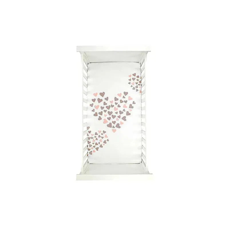Lambs & Ivy Signature Heart To Heart Pink/White Fitted Crib Sheet Image 2