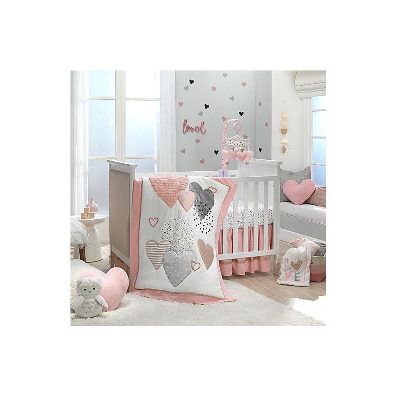 Lambs & Ivy Signature Heart To Heart Pink/White Fitted Crib Sheet Image 3
