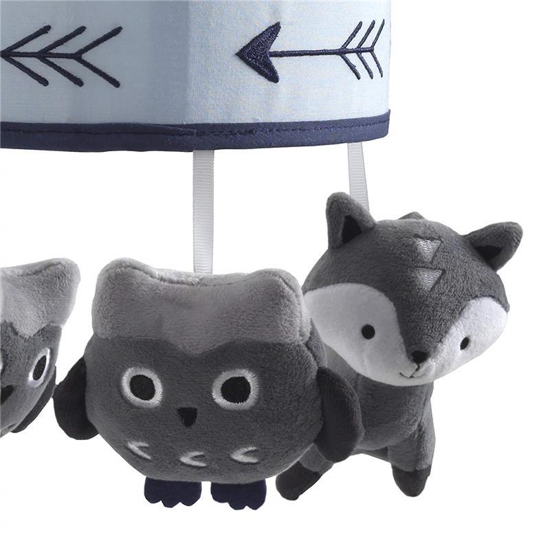 Lambs & Ivy Stay Wild Musical Baby Crib Mobile, Gray/Blue Image 2