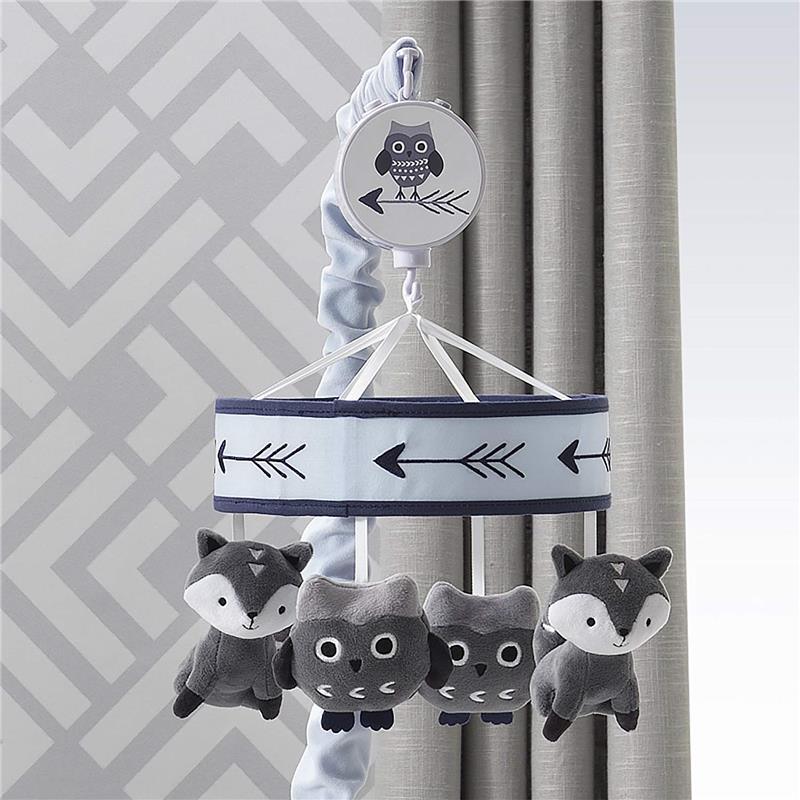 Lambs & Ivy Stay Wild Musical Baby Crib Mobile, Gray/Blue Image 3