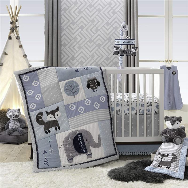 Lambs & Ivy Stay Wild Musical Baby Crib Mobile, Gray/Blue Image 4