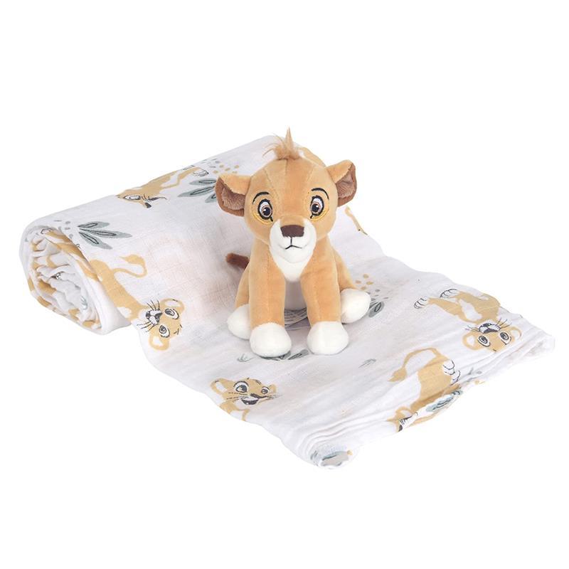 Lambs & Ivy Swaddle Blanket & Plush Toy Gift Set, Lion King Image 1