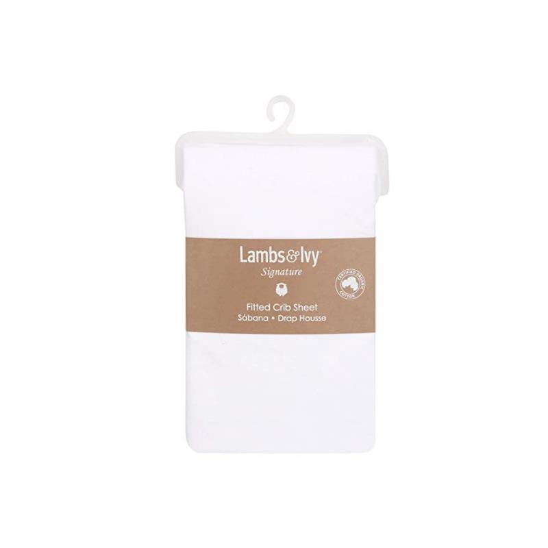 Lambs & Ivy White Baby Crib Fitted Sheet Image 4