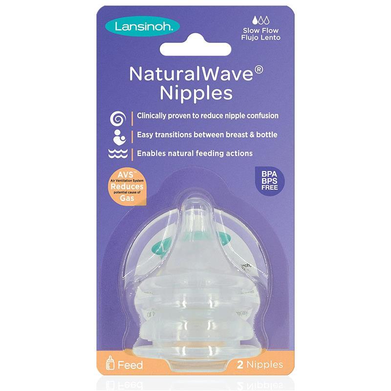 Lansinoh - 2Pk NaturalWAVE Silicone Baby Bottle Nipples, Slow Flow Image 1
