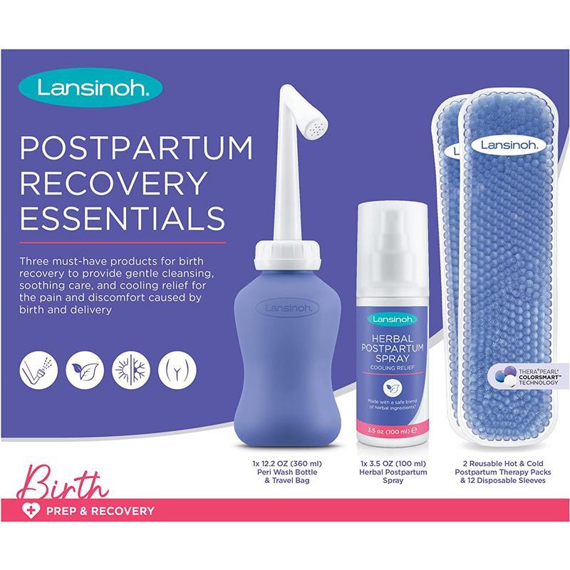 Lansinoh Breastfeeding Essentials and Postpartum Recovery  Bundle, Includes Nipple Cream, Nursing Pads, Silicone Breast Pump,  Breastmilk Storage Bags, Peri Bottle, Hot & Cold Postpartum Packs, and More  : Baby