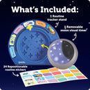 Bedtime Routines Visual Timer includes a moon visual timer, routine tracker stand, and 24 repositionable stickers.