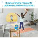 Calming Moments Projector displays a child in a yoga pose, promoting mindfulness at home or in classrooms.