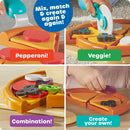 Learning Resources New Sprouts Pizza Night playset, featuring various toppings and a child creating custom pizzas.
