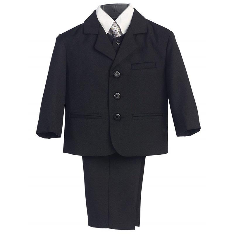 Lito - Boy's 3 Button 5 Piece Suit With Shirt, Vest, And Tie (Black) Image 1
