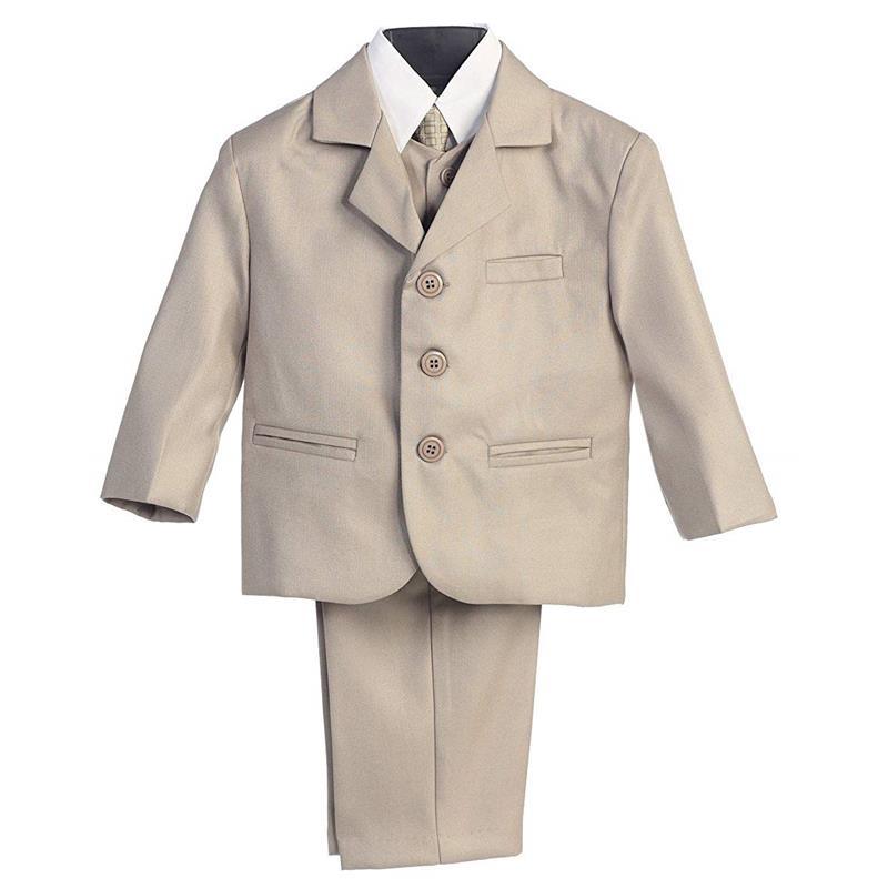 Lito - Boy's 3 Button 5 Piece Khaki Suit With Shirt, Vest, And Tie Image 1